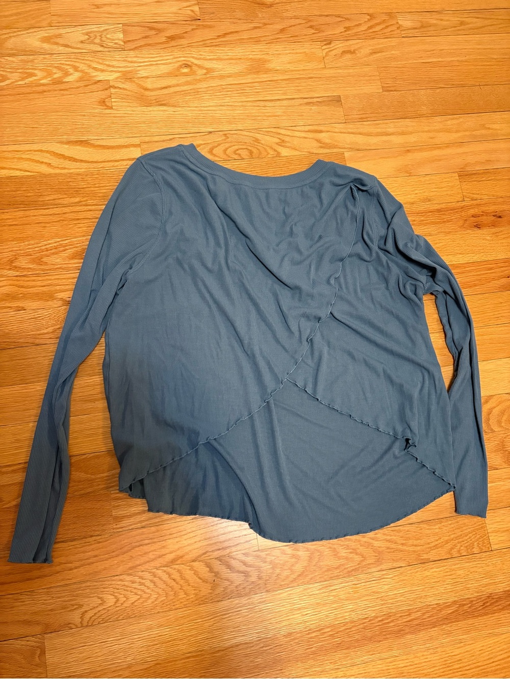 JoyLab Long Sleeve Layered Scoop Neck Top - Slate Blue